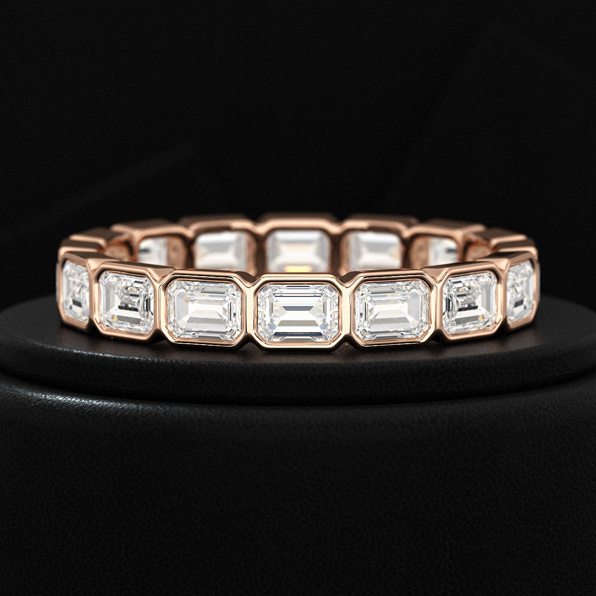 2.25 Carat Emerald Cut Bezel Set Lab Grown Diamond Eternity Band - Evara Jewelry LLC