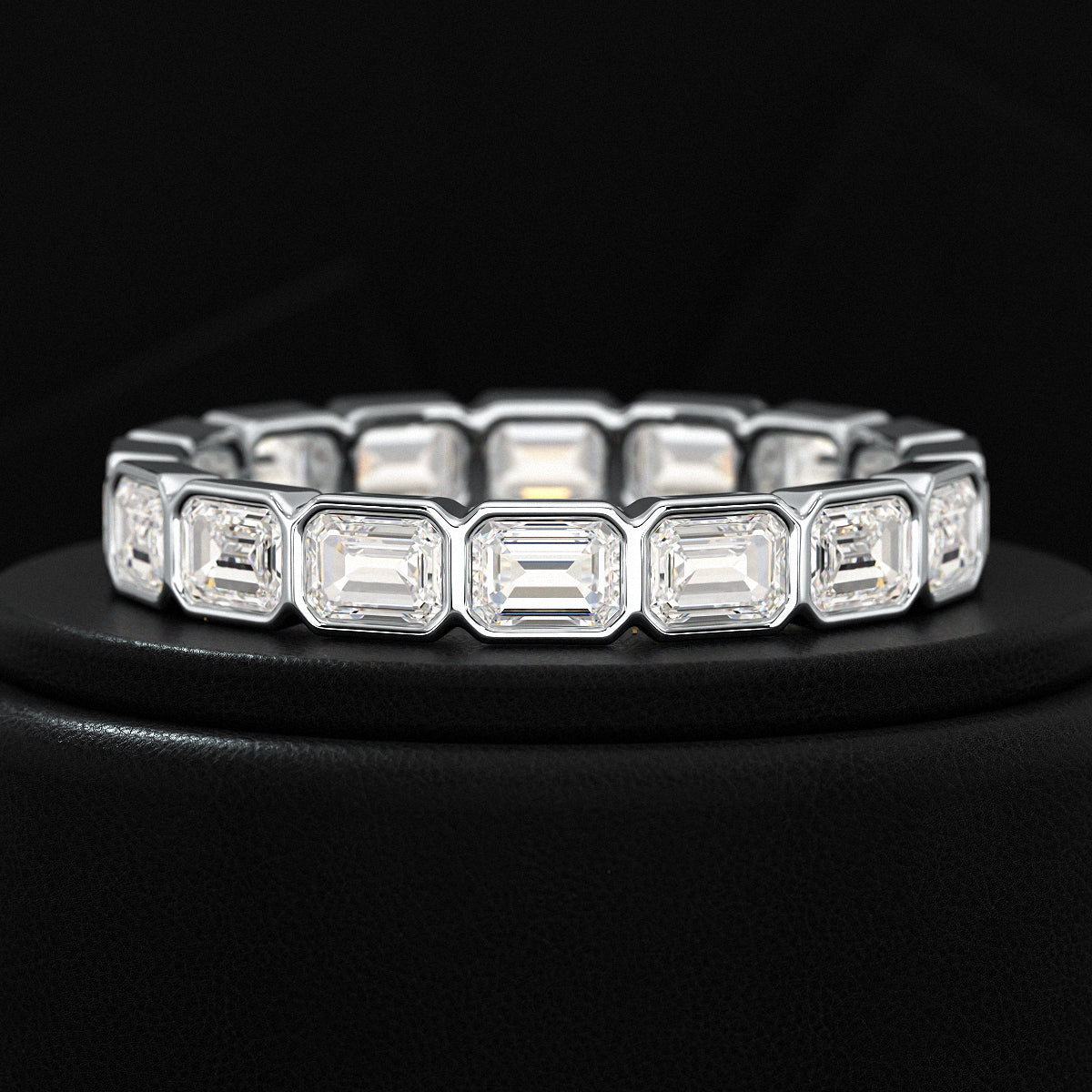 2.25 Carat Emerald Cut Bezel Set Lab Grown Diamond Eternity Band - Evara Jewelry LLC