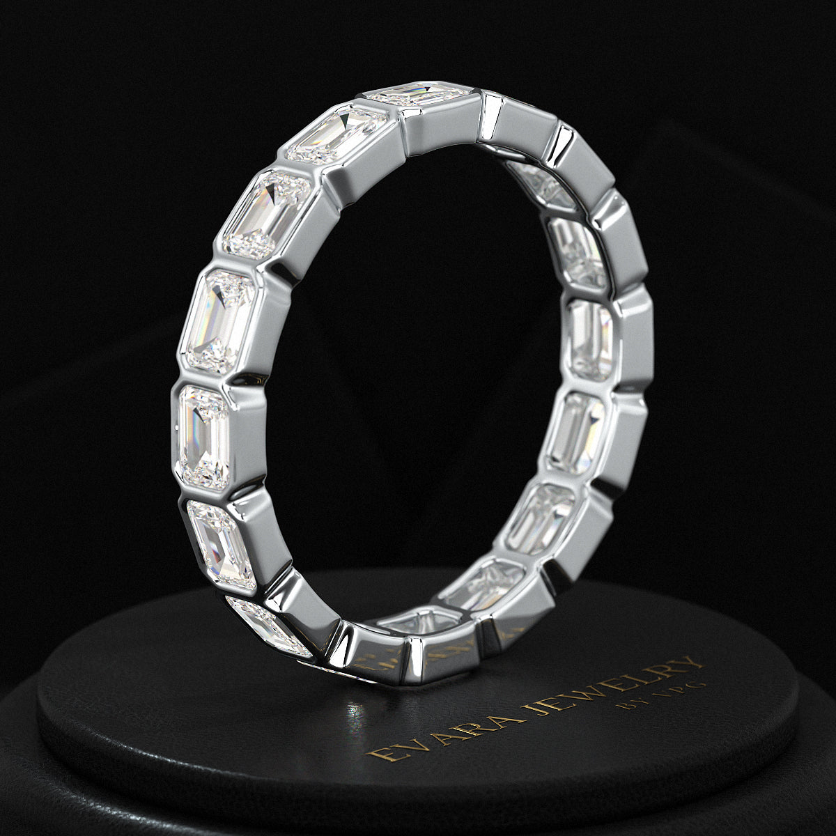 2.25 Carat Emerald Cut Bezel Set Lab Grown Diamond Eternity Band - Evara Jewelry LLC