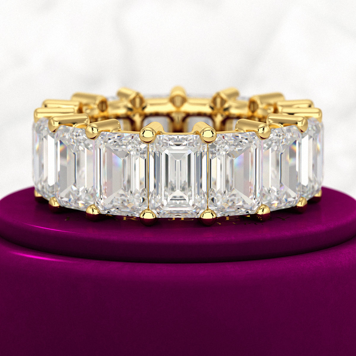 12 Carat Emerald Cut Lab Grown Diamond Eternity Band - Evara Jewelry LLC