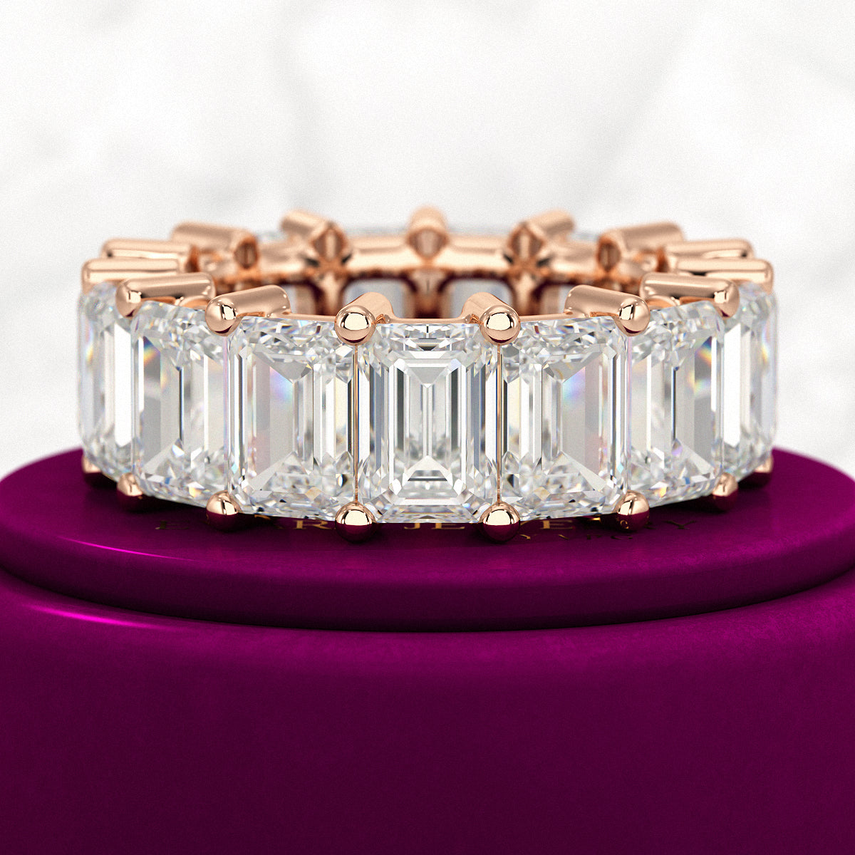 12 Carat Emerald Cut Lab Grown Diamond Eternity Band - Evara Jewelry LLC