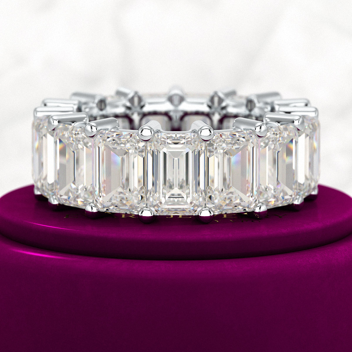 12 Carat Emerald Cut Lab Grown Diamond Eternity Band - Evara Jewelry LLC