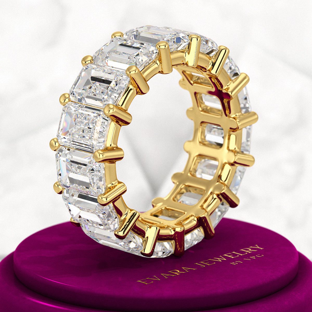 12 Carat Emerald Cut Lab Grown Diamond Eternity Band - Evara Jewelry LLC
