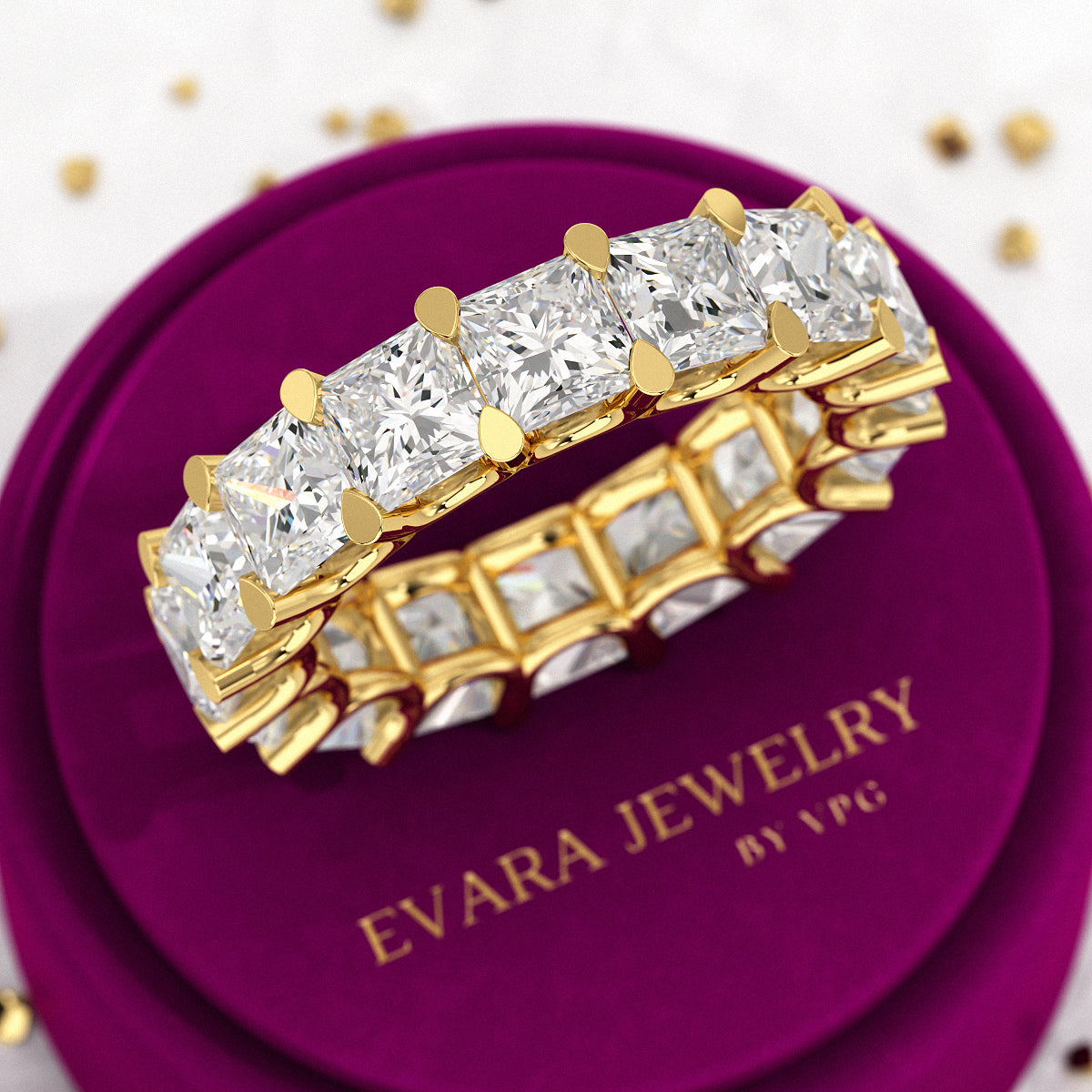 9.40 Carats Princess Cut Lab Grown Diamond Eternity Band - Evara Jewelry LLC