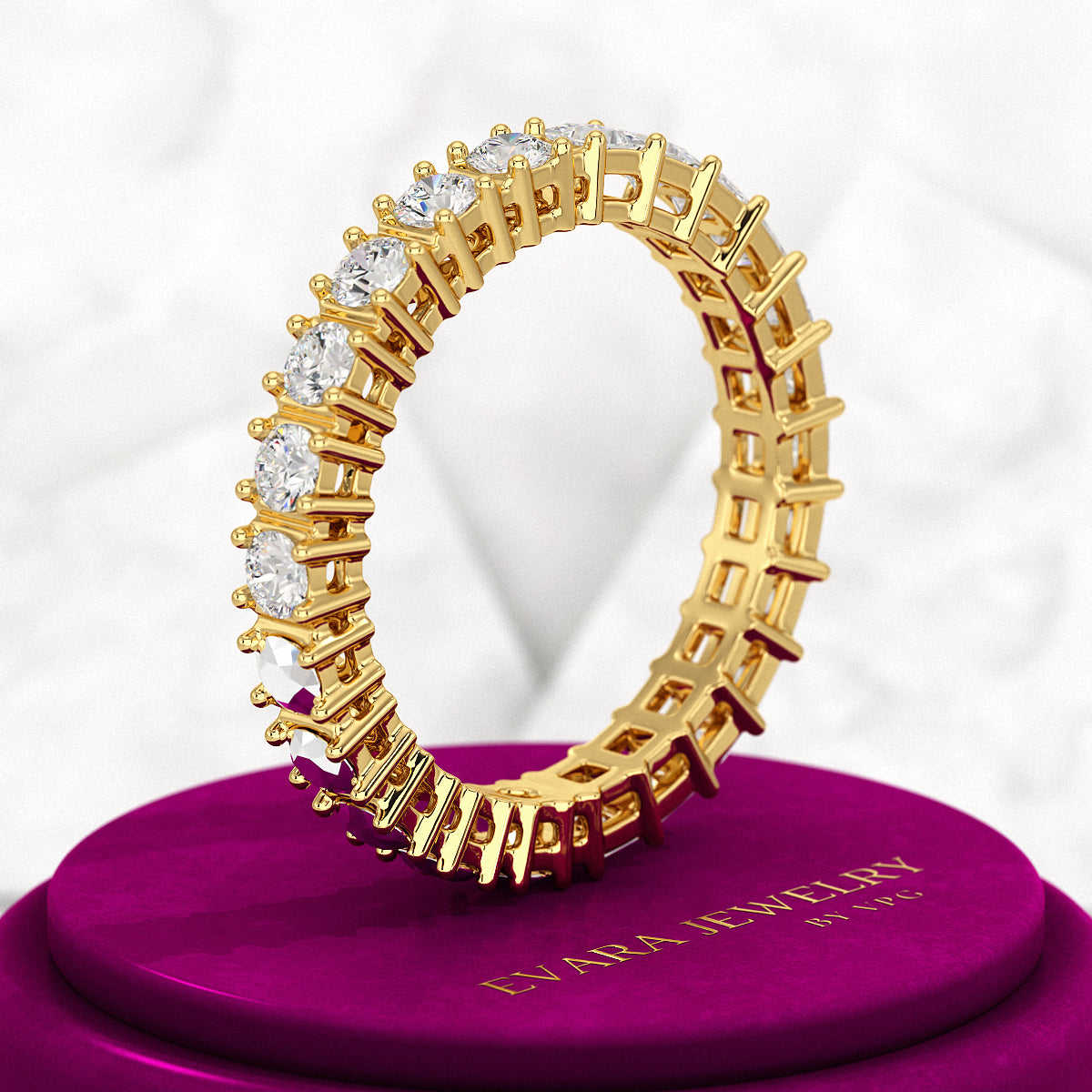 1.64 Carats Princess Cut & Round Cut Lab Grown Diamond 50-50 Eternity Band - Evara Jewelry LLC