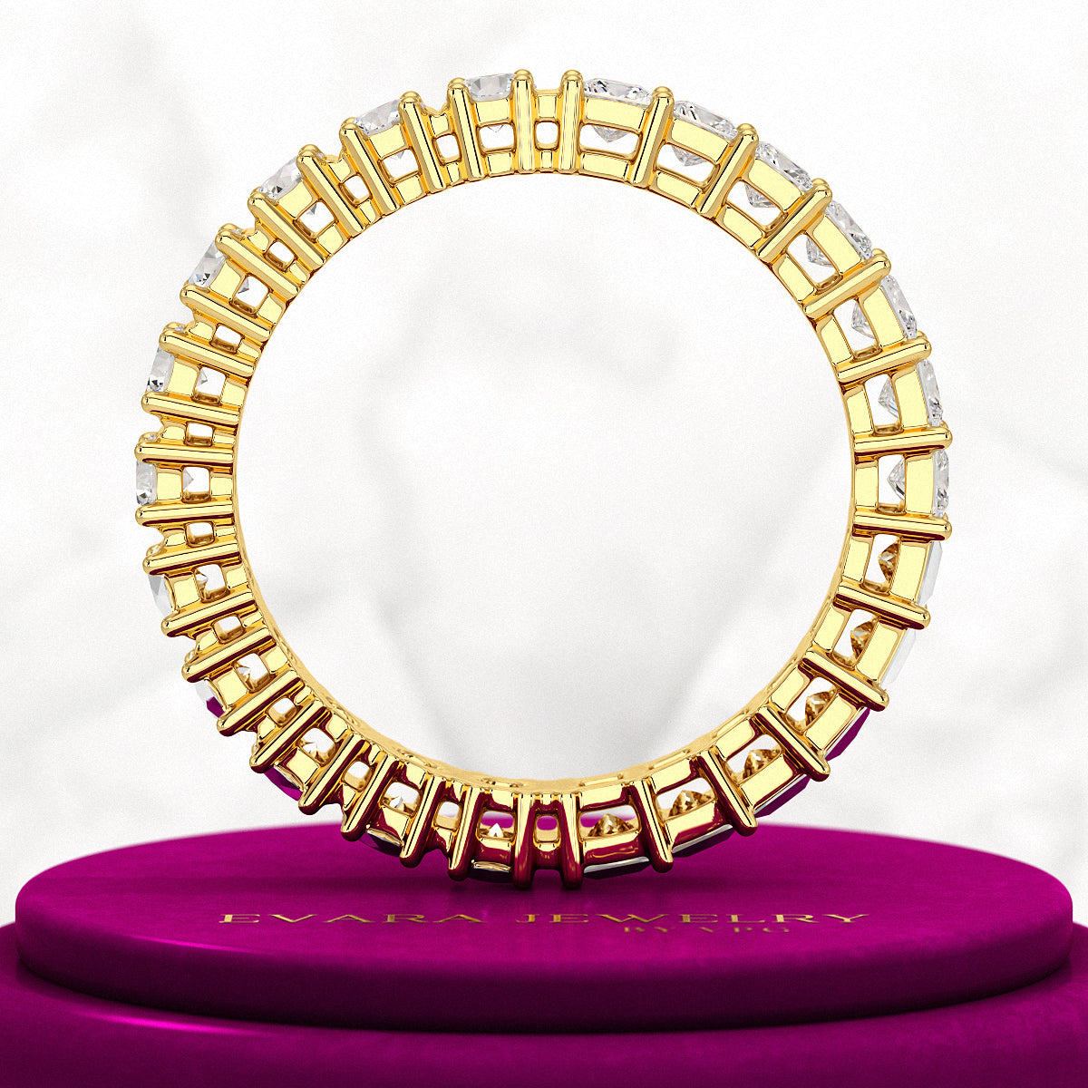 1.64 Carats Princess Cut & Round Cut Lab Grown Diamond 50-50 Eternity Band - Evara Jewelry LLC