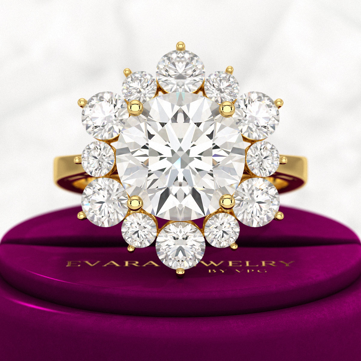 4 Carat Lab Grown Diamond Cluster Ring - Evara Jewelry LLC