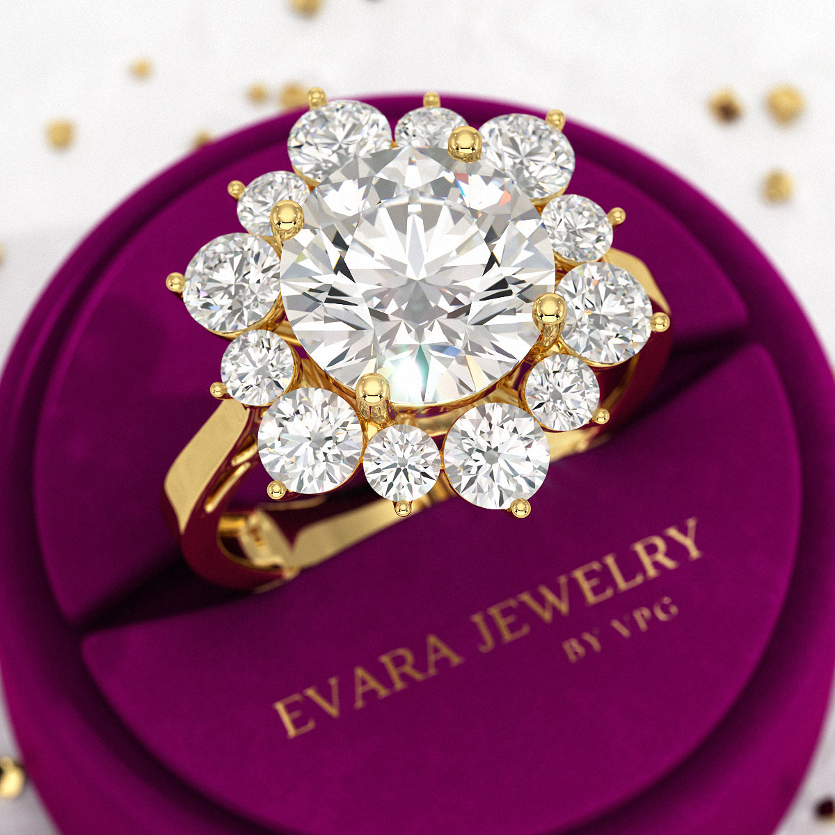4 Carat Lab Grown Diamond Cluster Ring - Evara Jewelry LLC