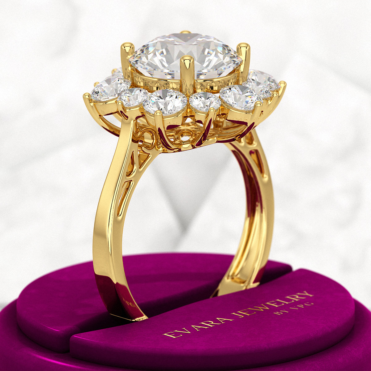 4 Carat Lab Grown Diamond Cluster Ring - Evara Jewelry LLC