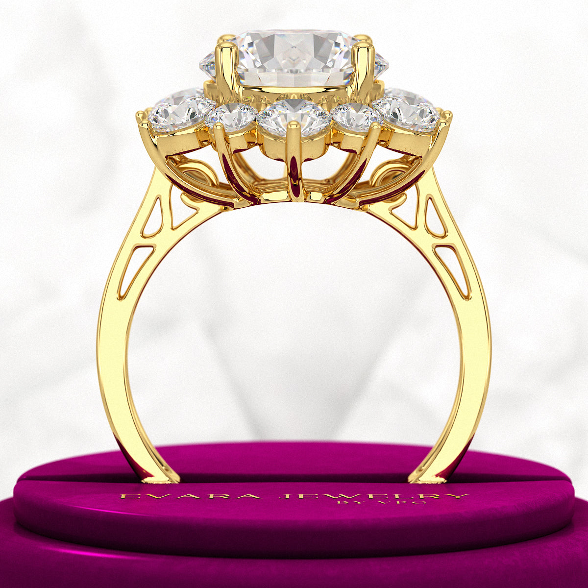 4 Carat Lab Grown Diamond Cluster Ring - Evara Jewelry LLC