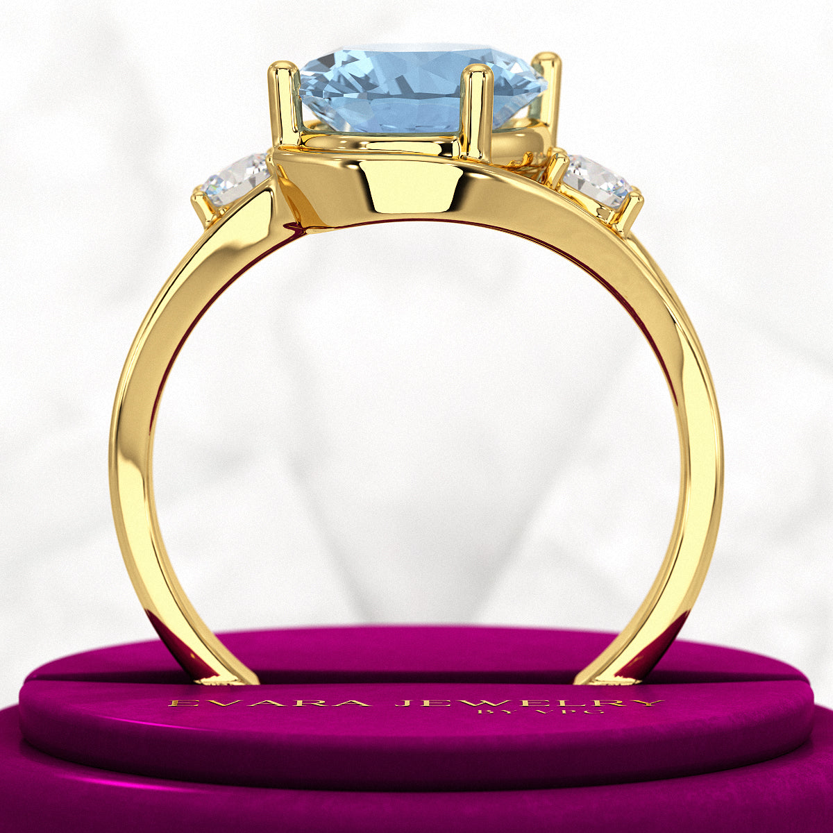 Aquamarine Oval Cut Diamond Victorian Engagement Ring - Evara Jewelry LLC