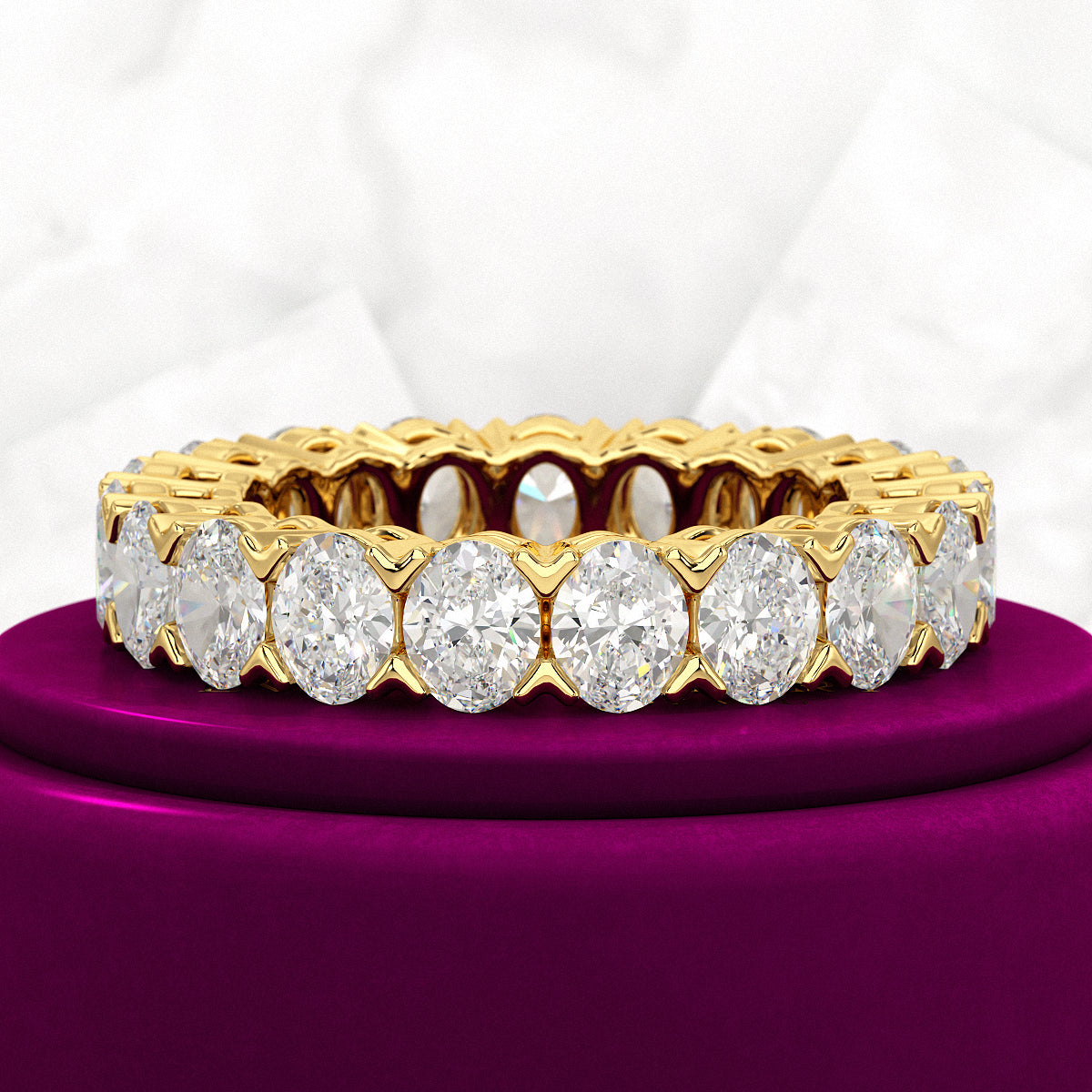 6 Carat Oval Cut Lab Grown Diamond Wedding Eternity Band - Evara Jewelry LLC