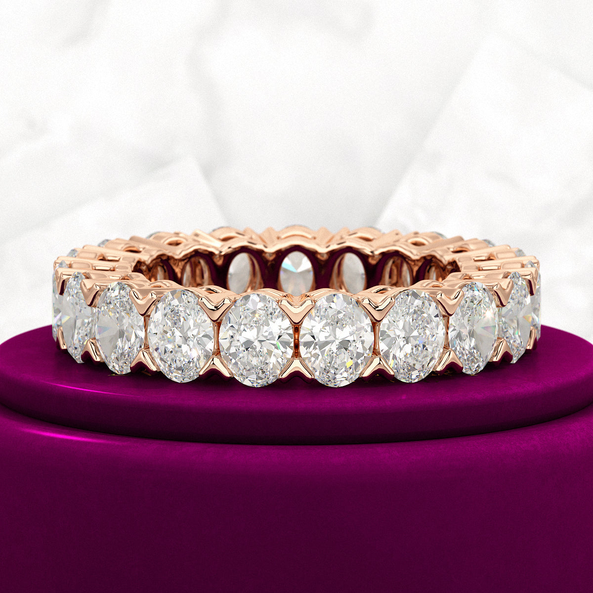 6 Carat Oval Cut Lab Grown Diamond Wedding Eternity Band - Evara Jewelry LLC