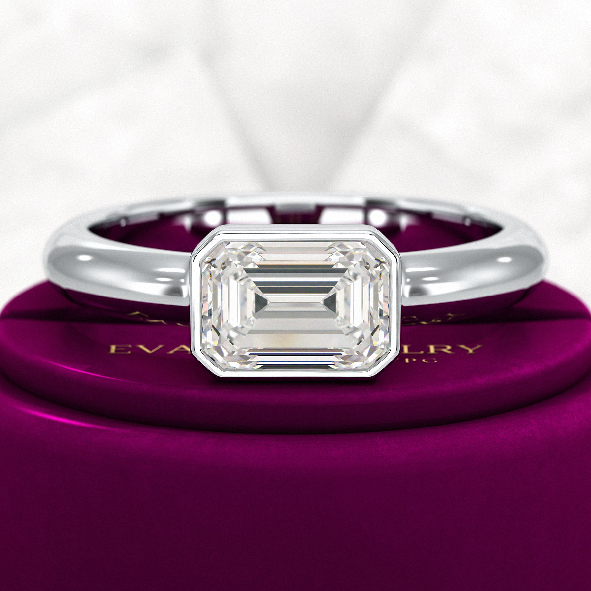 2 Carat Emerald Cut Bezel Set Lab Grown Diamond Solitaire Ring - Evara Jewelry LLC
