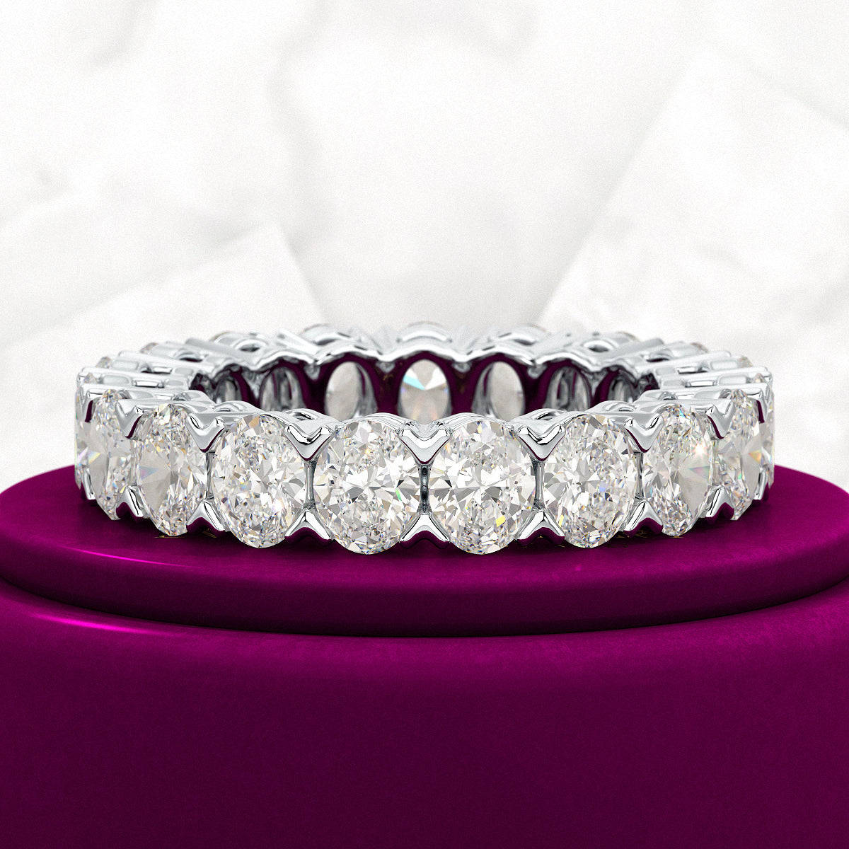 6 Carat Oval Cut Lab Grown Diamond Wedding Eternity Band - Evara Jewelry LLC
