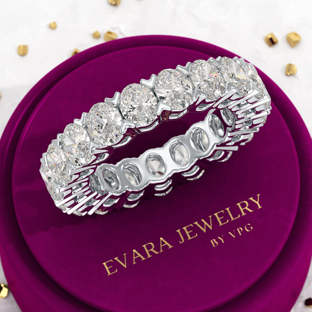 6 Carat Oval Cut Lab Grown Diamond Wedding Eternity Band - Evara Jewelry LLC