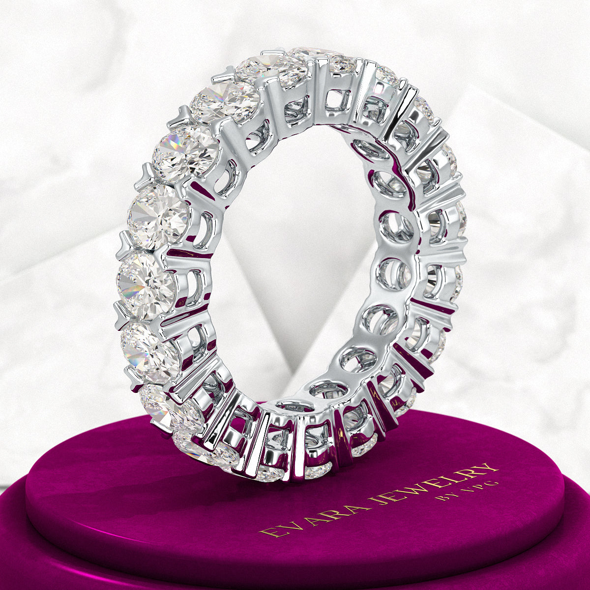 6 Carat Oval Cut Lab Grown Diamond Wedding Eternity Band - Evara Jewelry LLC
