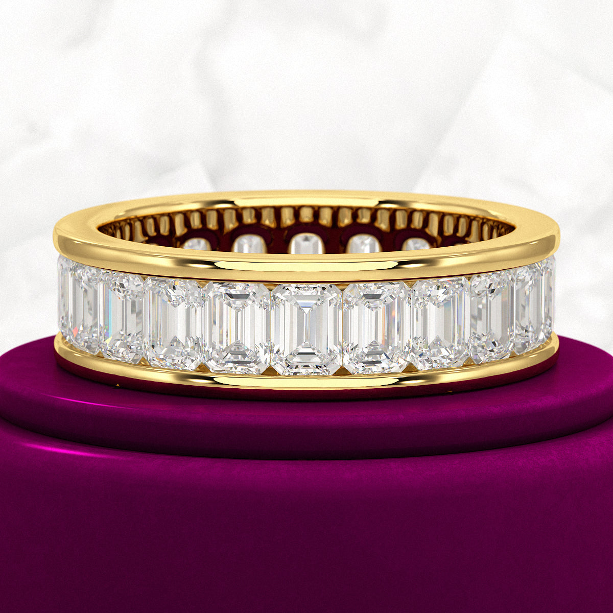 Luxury 4 Carat Emerald Cut Lab Grown Diamond Minimalist Wedding Band - Evara Jewelry LLC
