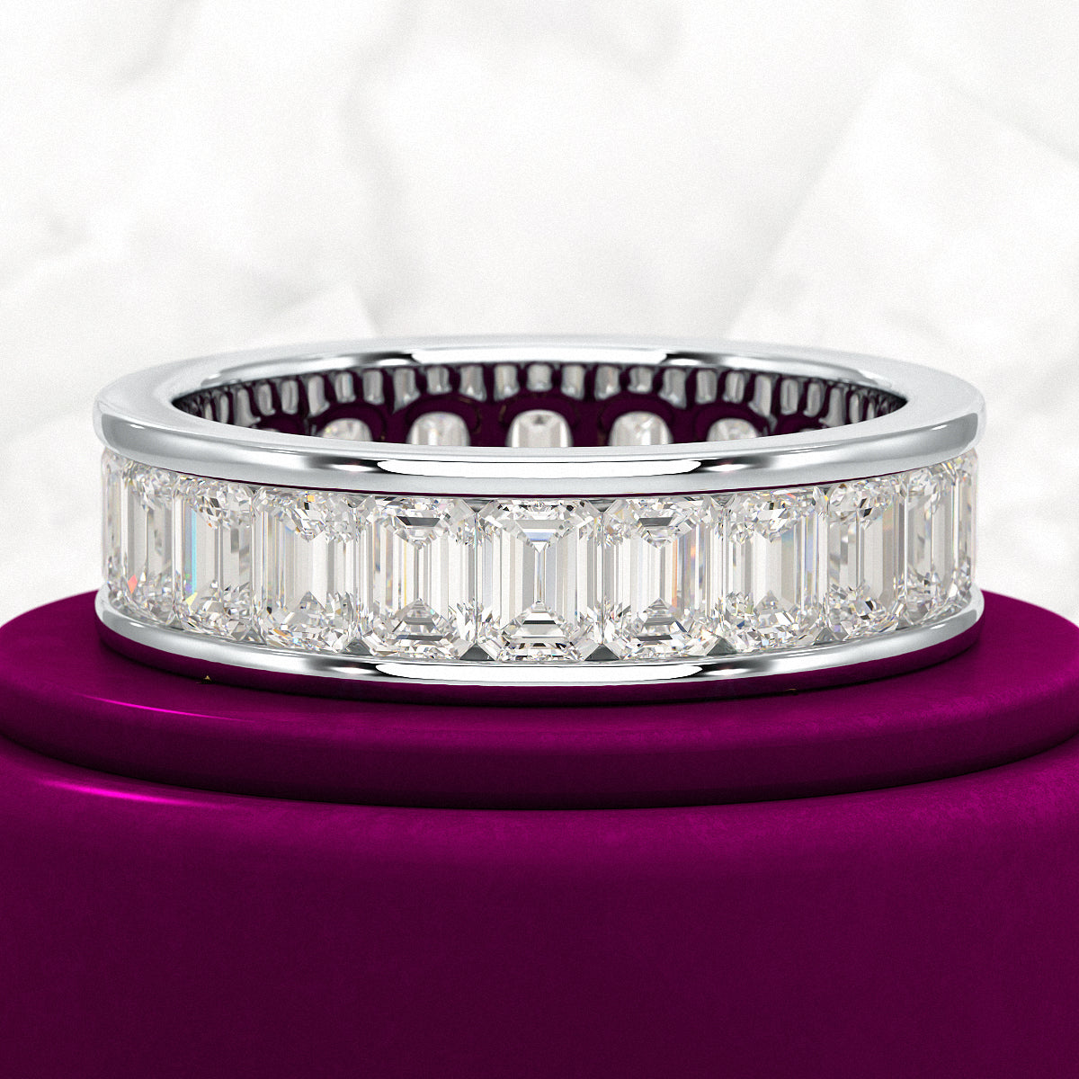Luxury 4 Carat Emerald Cut Lab Grown Diamond Minimalist Wedding Band - Evara Jewelry LLC