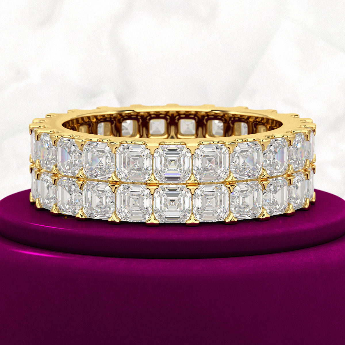 10 Carat Asscher Cut Diamond Wedding Band - Evara Jewelry LLC