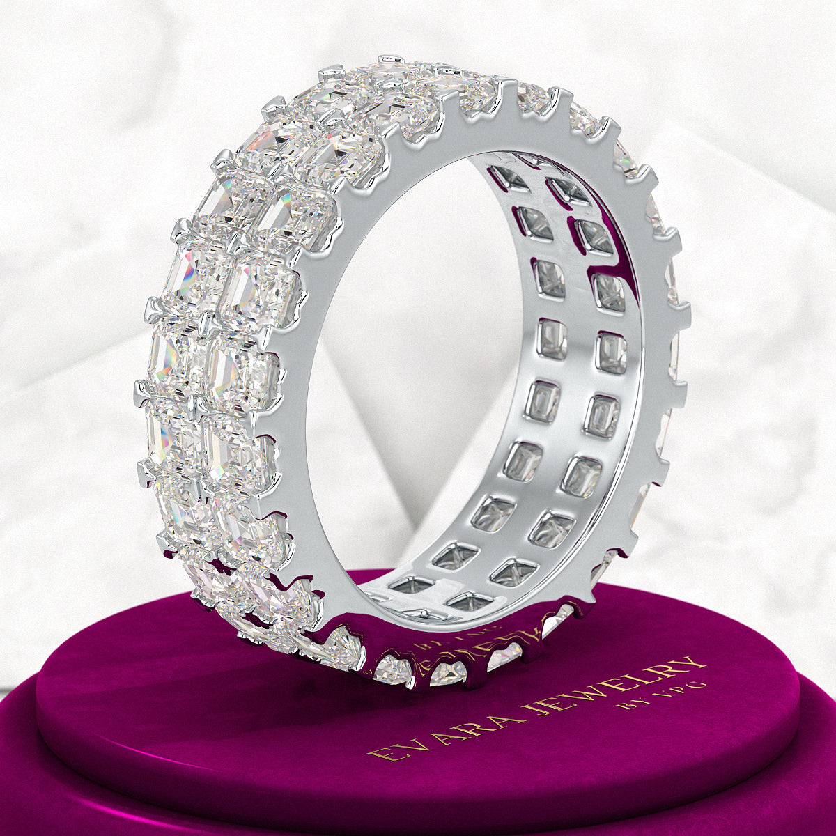 10 Carat Asscher Cut Diamond Wedding Band - Evara Jewelry LLC