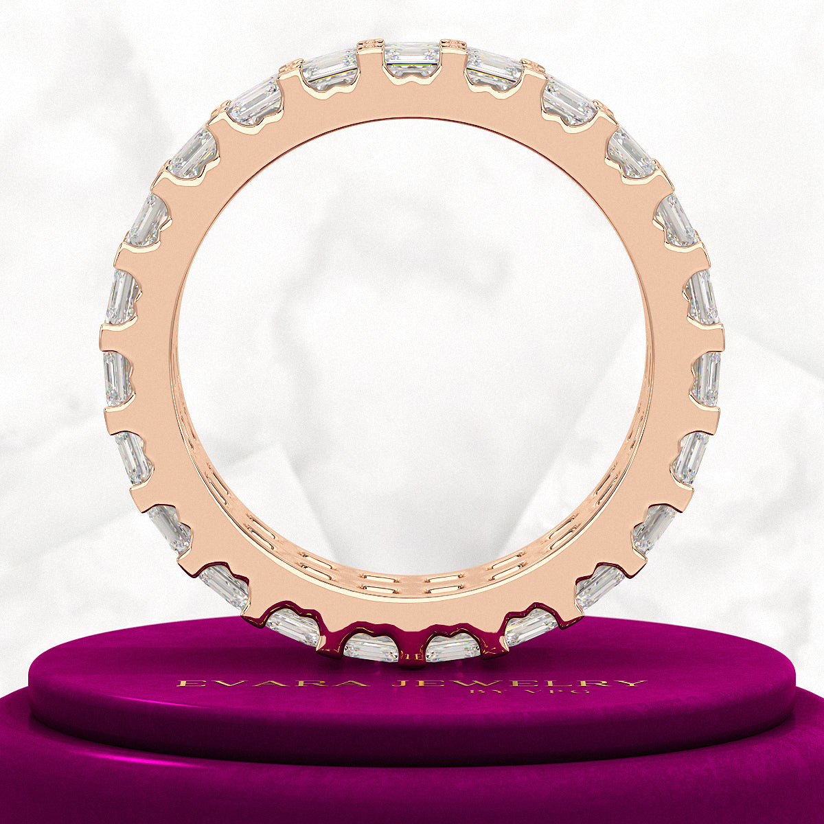 10 Carat Asscher Cut Diamond Wedding Band - Evara Jewelry LLC