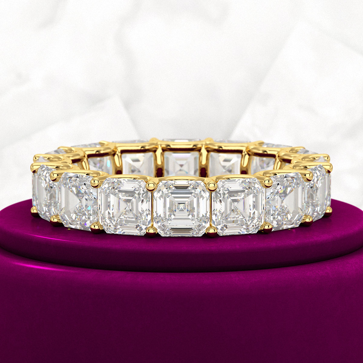8 Carat Asscher Cut Diamond U Shape Wedding Band - Evara Jewelry LLC