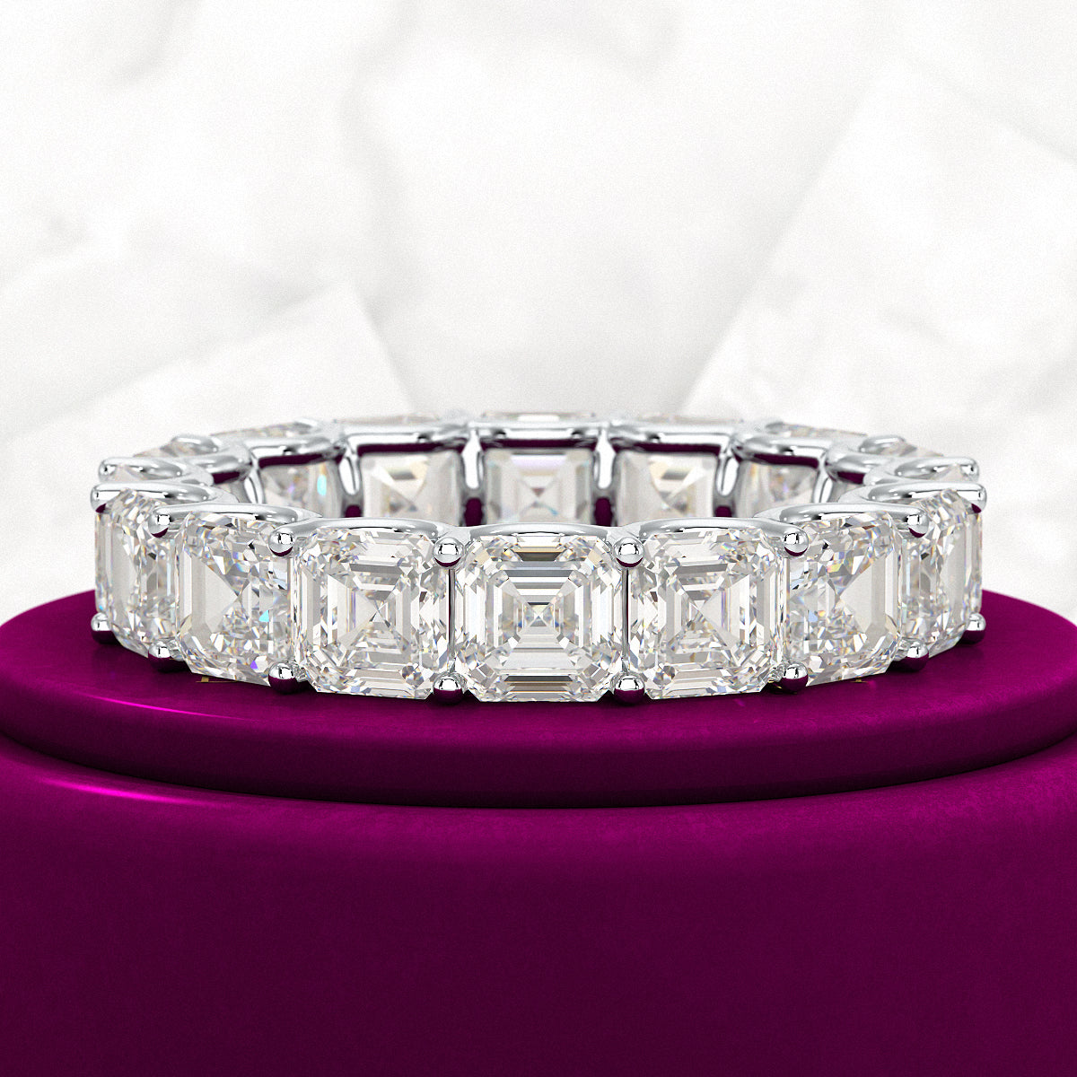 8 Carat Asscher Cut Diamond U Shape Wedding Band - Evara Jewelry LLC