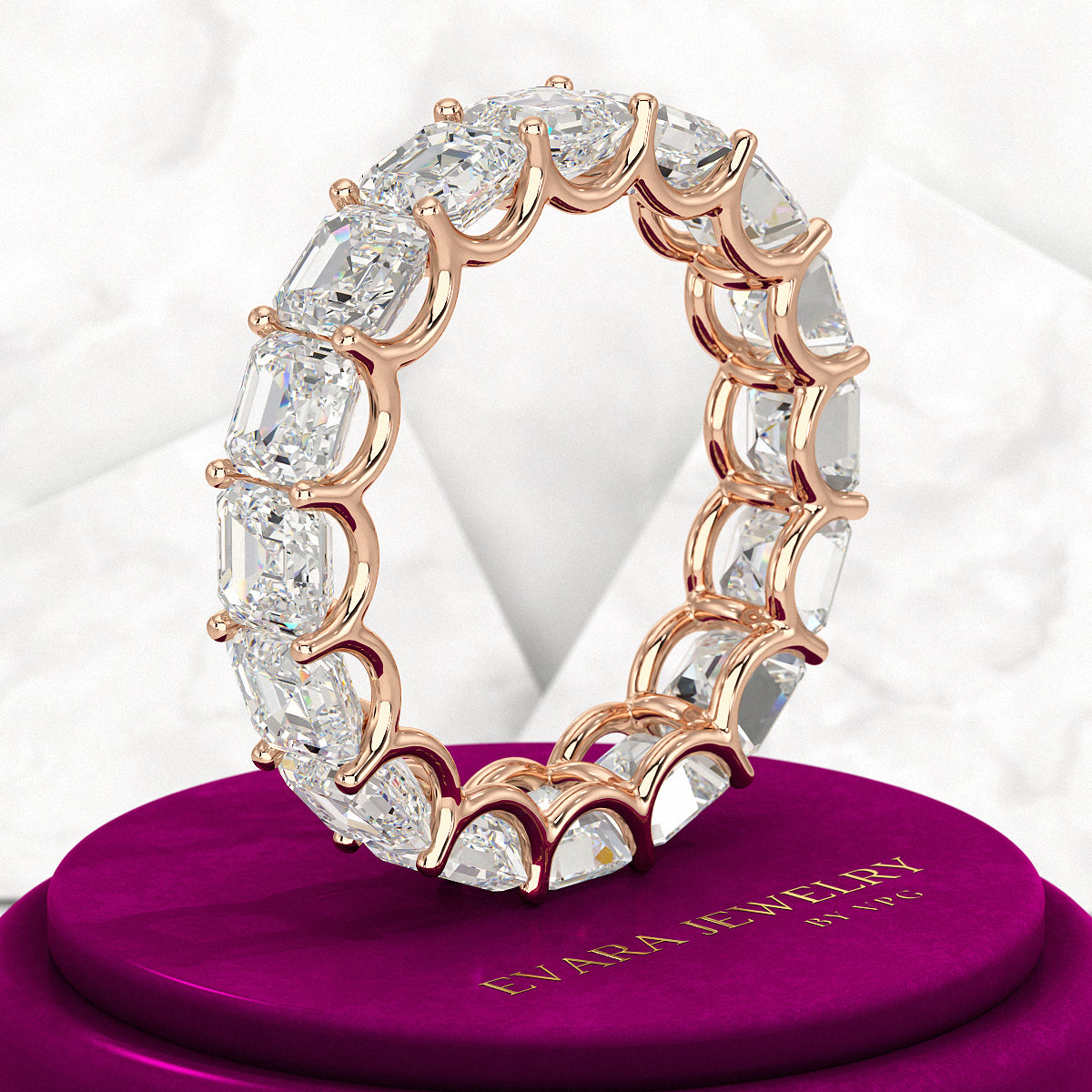 8 Carat Asscher Cut Diamond U Shape Wedding Band - Evara Jewelry LLC