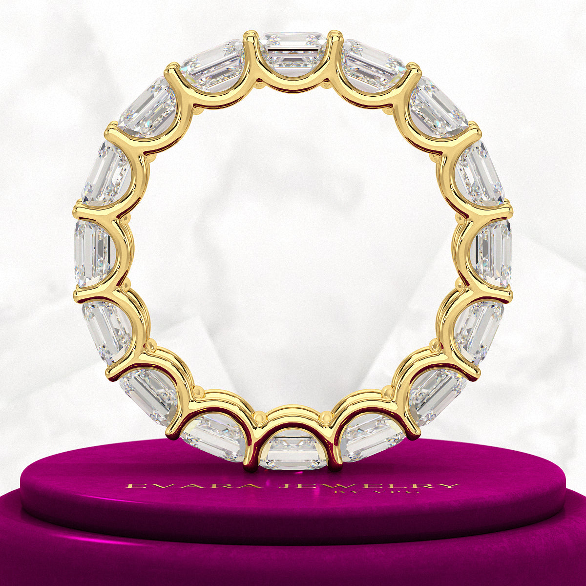 8 Carat Asscher Cut Diamond U Shape Wedding Band - Evara Jewelry LLC