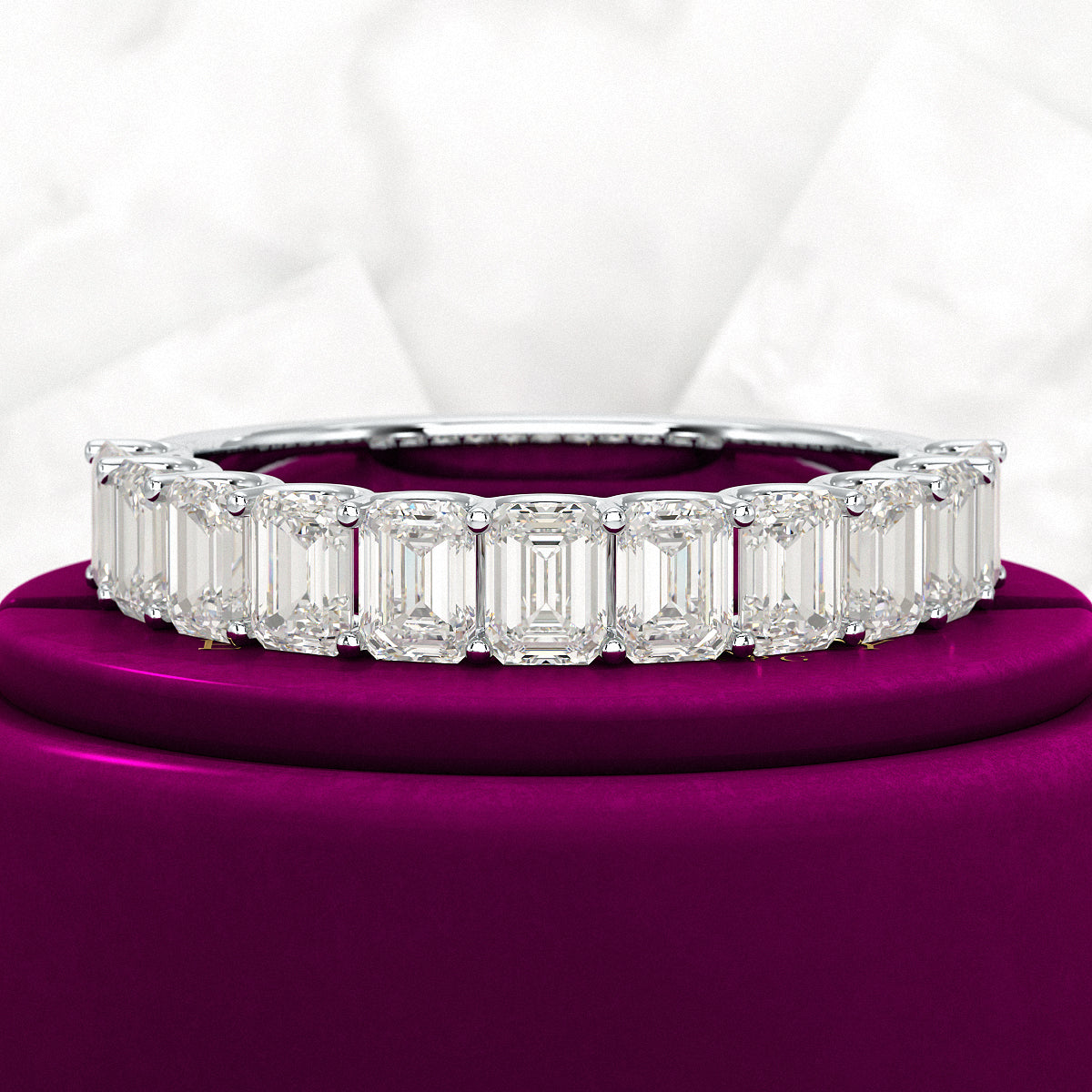 2 Carat Emerald Cut Diamond Narrowed Half Eternity Wedding Band - Evara Jewelry LLC