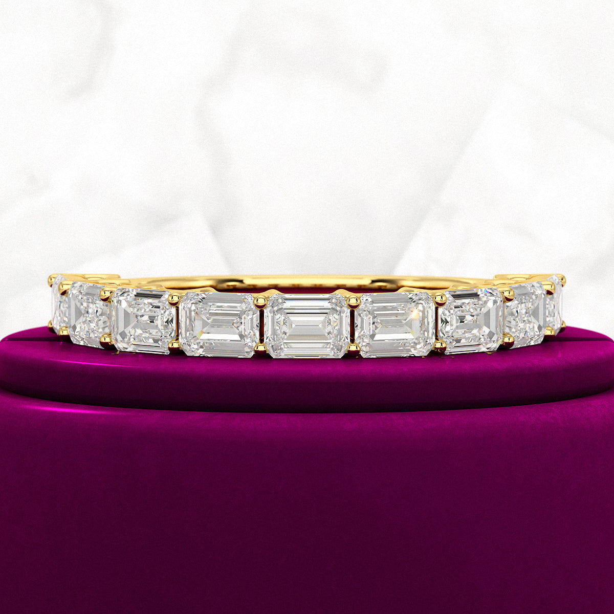 East West Luxury Emerald Cut Diamond Wedding Band - Evara Jewelry LLC