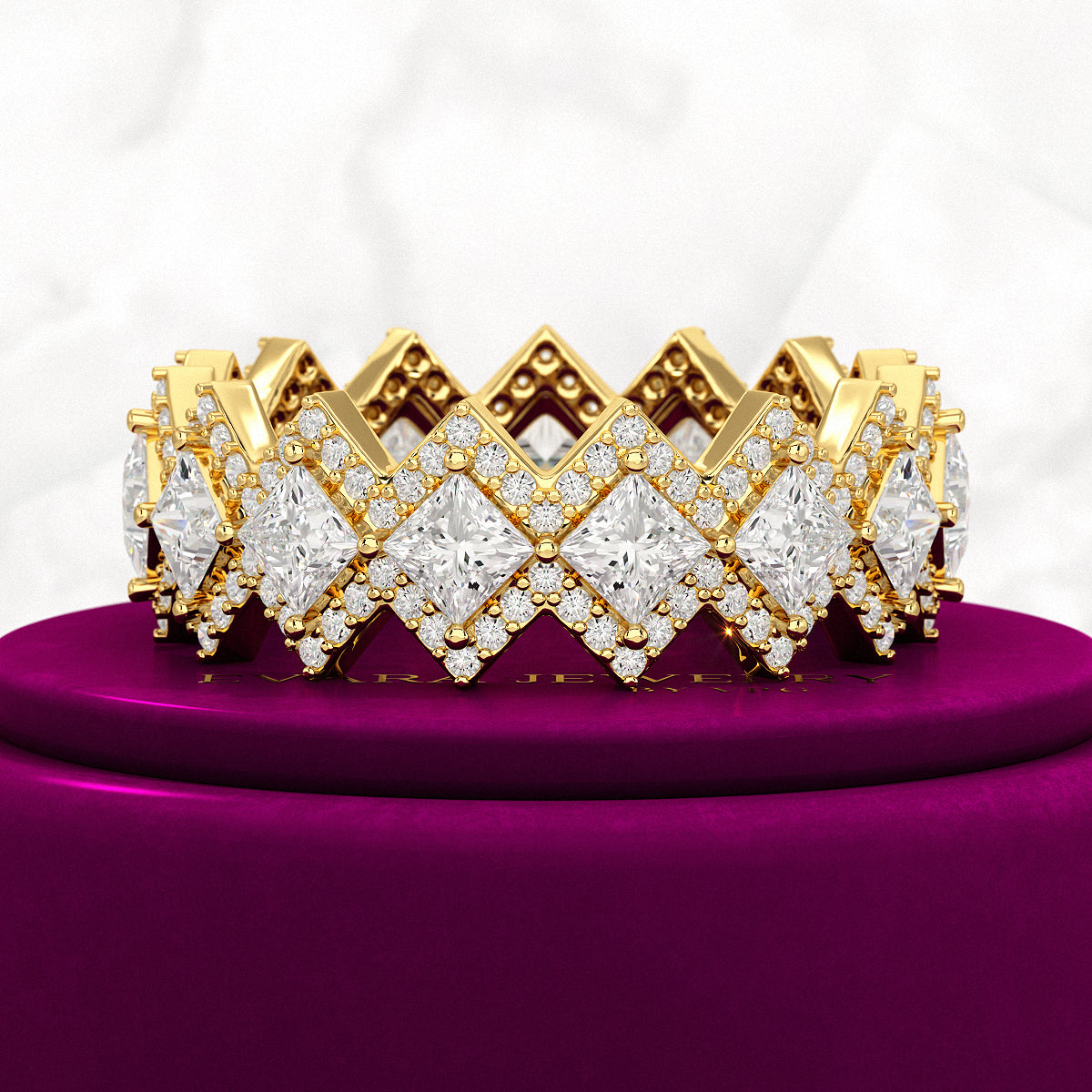 Princess Cut Luxury Diamond Wedding Band - Evara Jewelry LLC