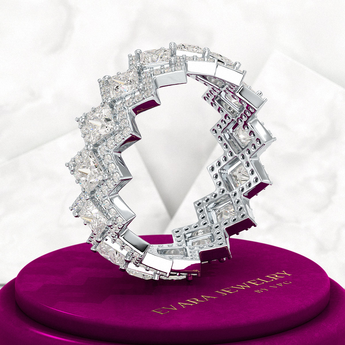 Princess Cut Luxury Diamond Wedding Band - Evara Jewelry LLC