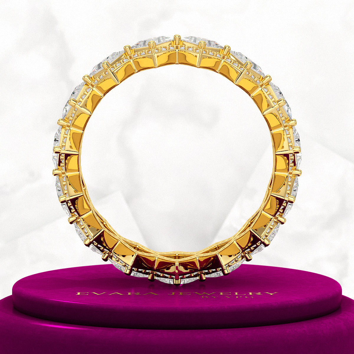 Princess Cut Luxury Diamond Wedding Band - Evara Jewelry LLC