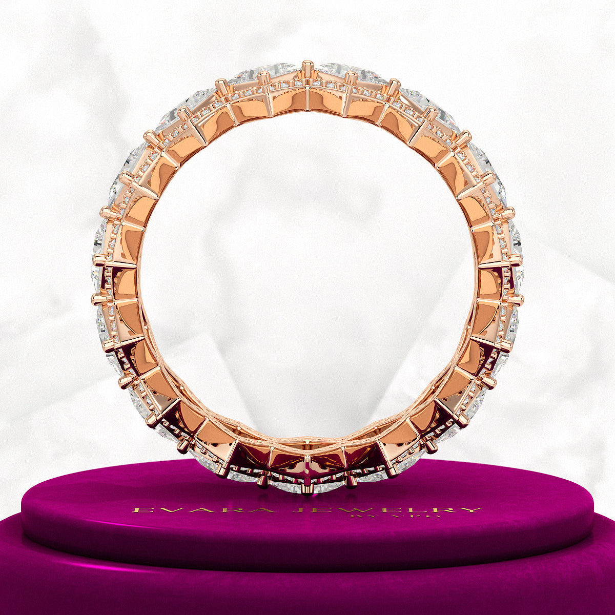 Princess Cut Luxury Diamond Wedding Band - Evara Jewelry LLC