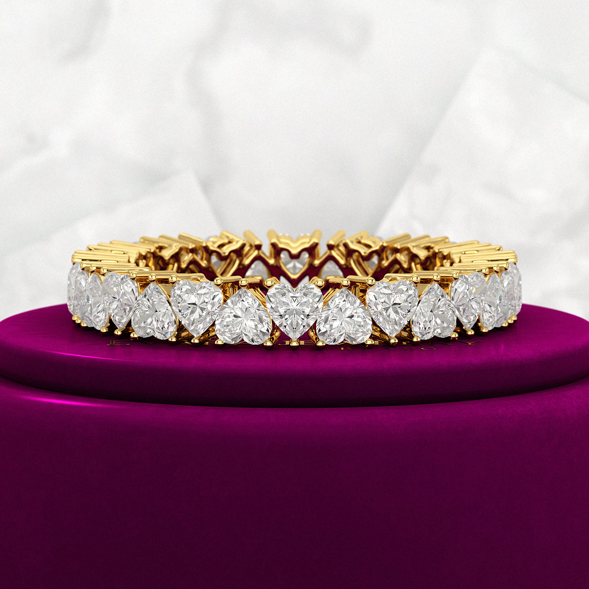 2.80 Carats Heart Cut Diamond Wedding Band - Evara Jewelry LLC