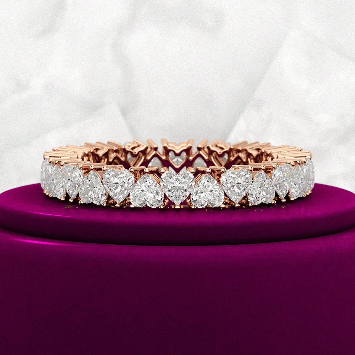 2.80 Carats Heart Cut Diamond Wedding Band - Evara Jewelry LLC