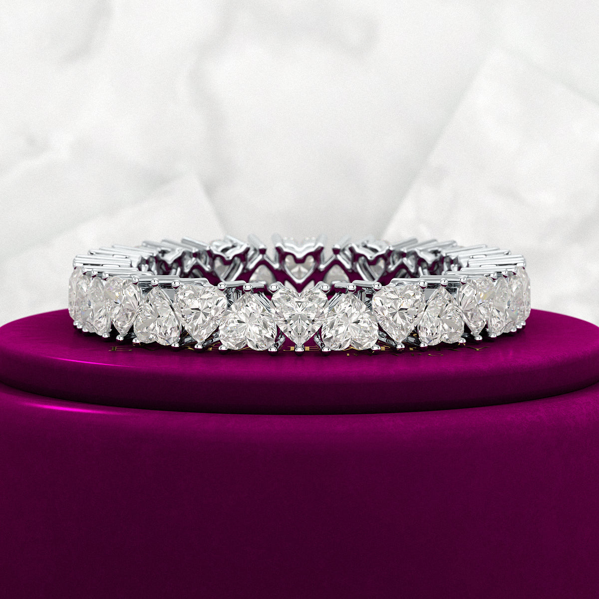 2.80 Carats Heart Cut Diamond Wedding Band - Evara Jewelry LLC