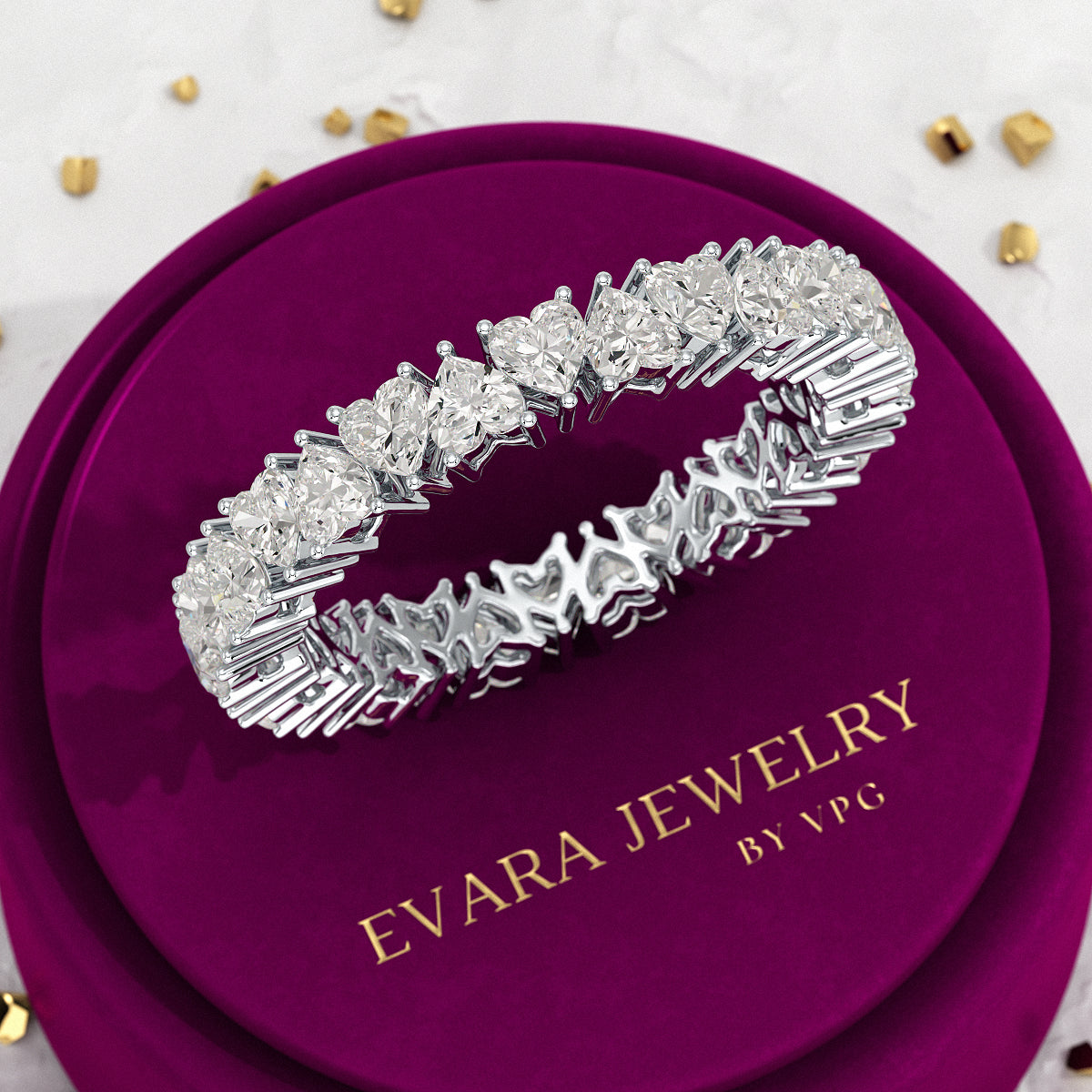 2.80 Carats Heart Cut Diamond Wedding Band - Evara Jewelry LLC