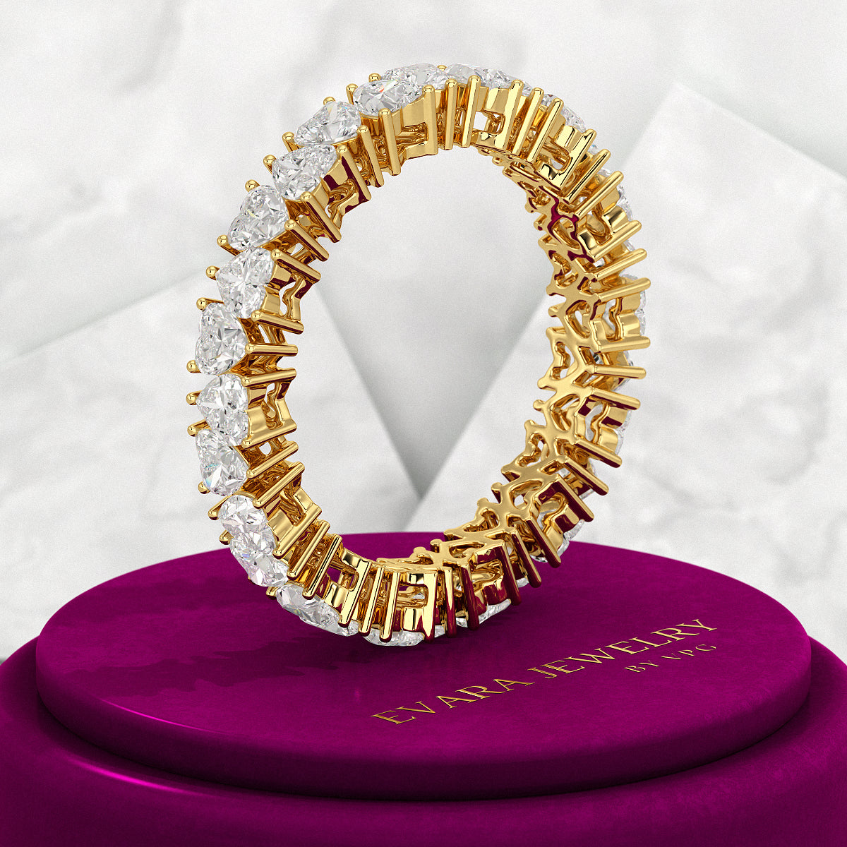 2.80 Carats Heart Cut Diamond Wedding Band - Evara Jewelry LLC