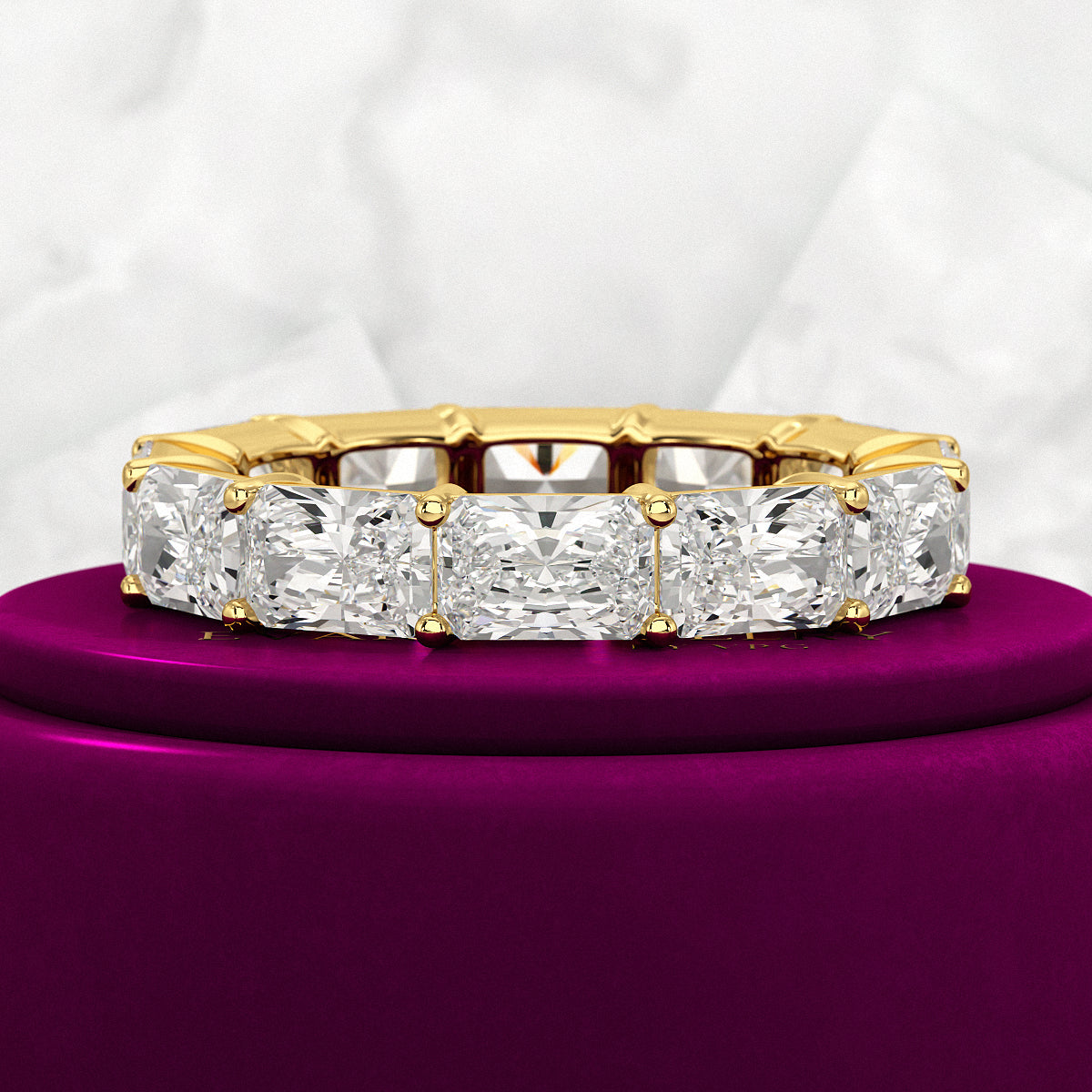 6 Carat East West Radiant Cut Diamond Stacking Wedding Band - Evara Jewelry LLC