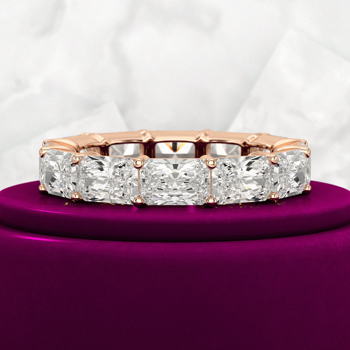 6 Carat East West Radiant Cut Diamond Stacking Wedding Band - Evara Jewelry LLC