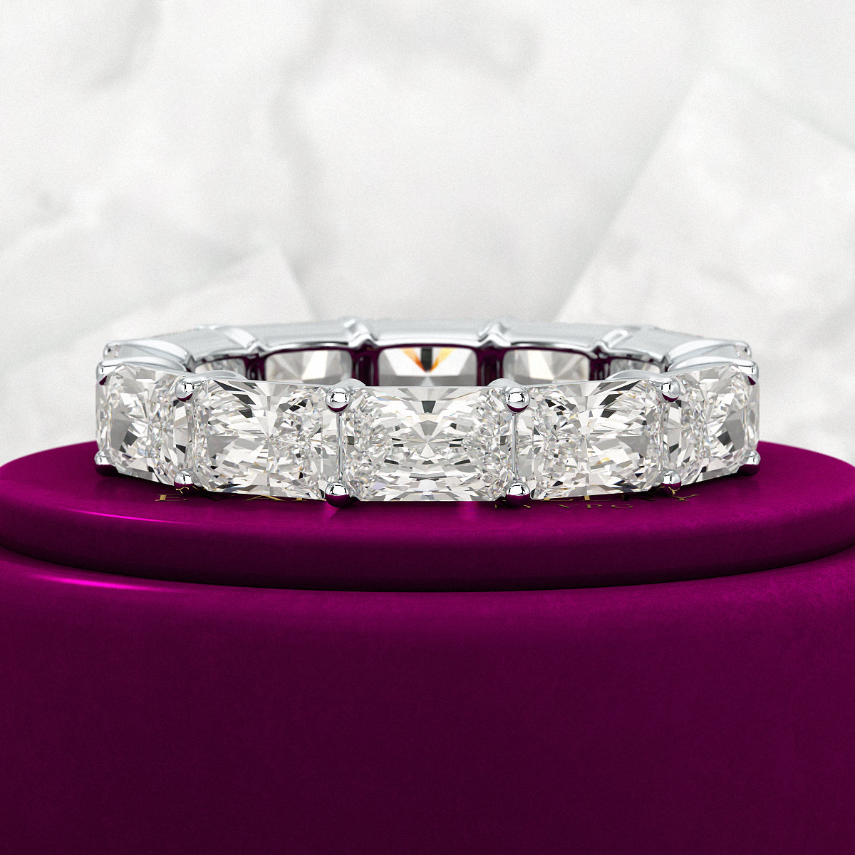 6 Carat East West Radiant Cut Diamond Stacking Wedding Band - Evara Jewelry LLC