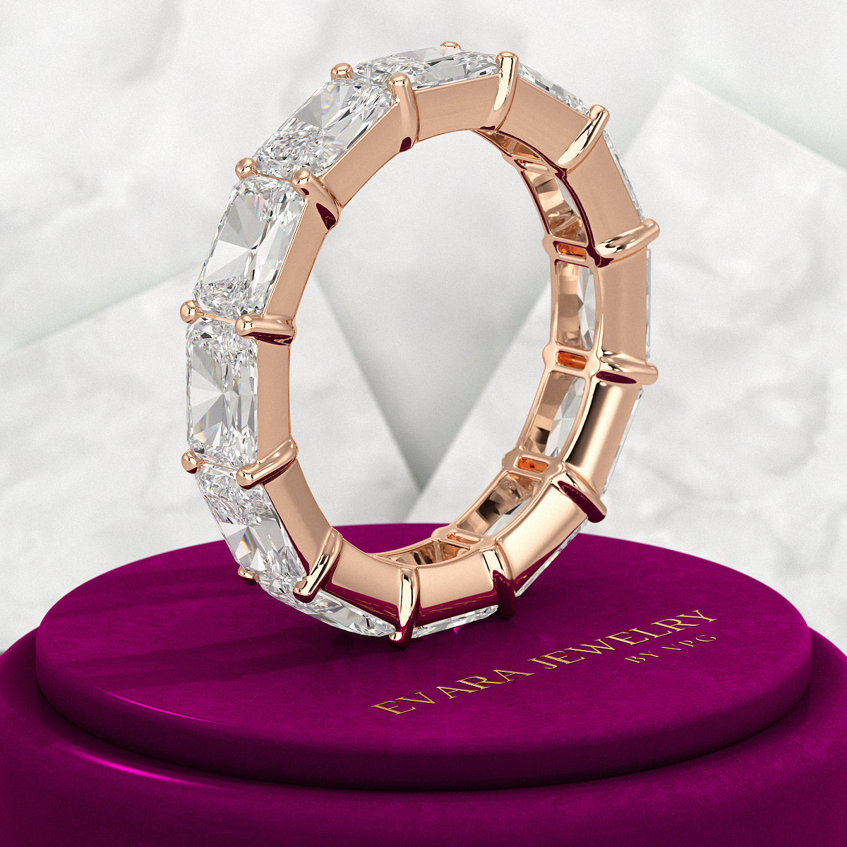 6 Carat East West Radiant Cut Diamond Stacking Wedding Band - Evara Jewelry LLC