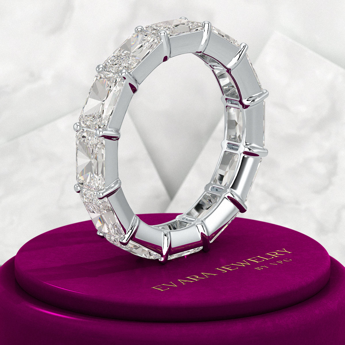 6 Carat East West Radiant Cut Diamond Stacking Wedding Band - Evara Jewelry LLC