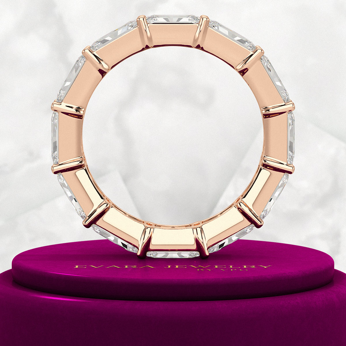 6 Carat East West Radiant Cut Diamond Stacking Wedding Band - Evara Jewelry LLC