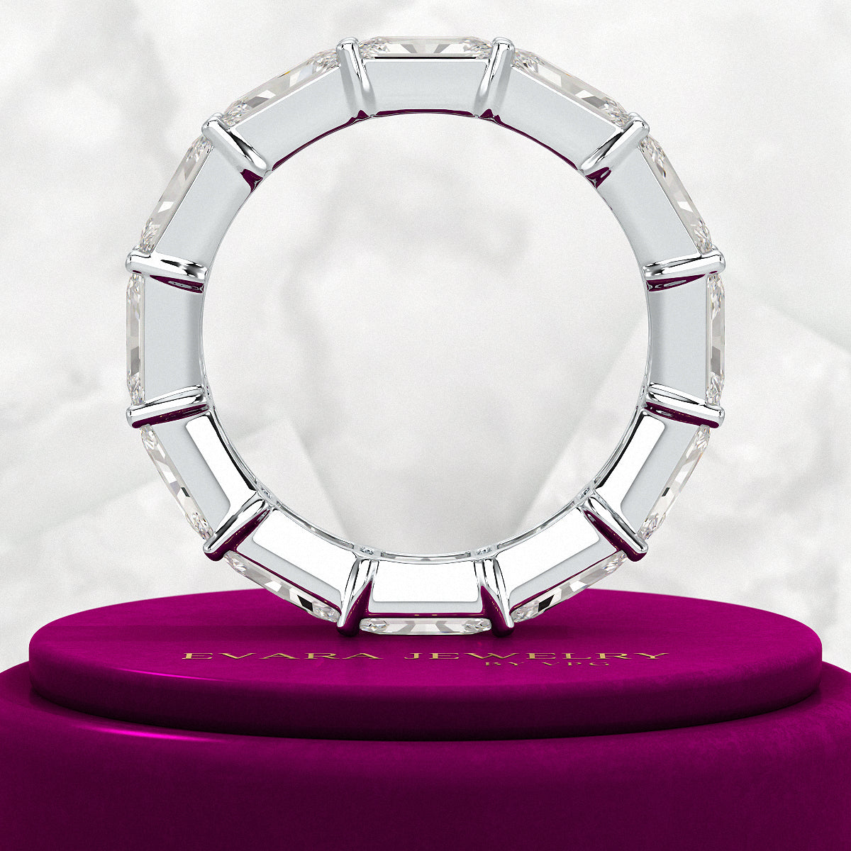 6 Carat East West Radiant Cut Diamond Stacking Wedding Band - Evara Jewelry LLC