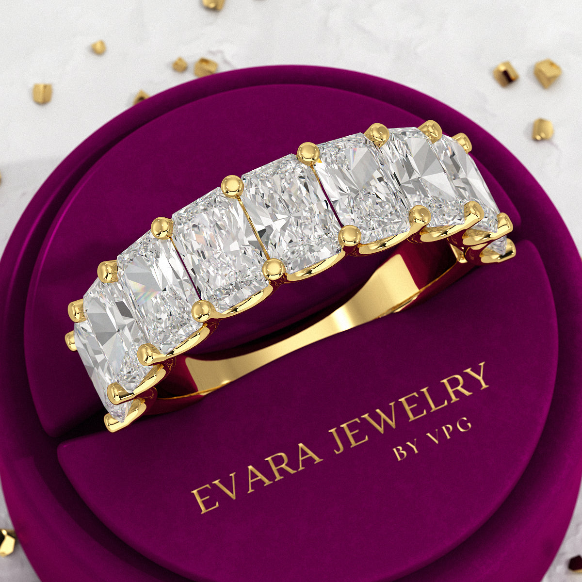 4.50 Carat Radiant Cut Diamond Statement Band - Evara Jewelry LLC