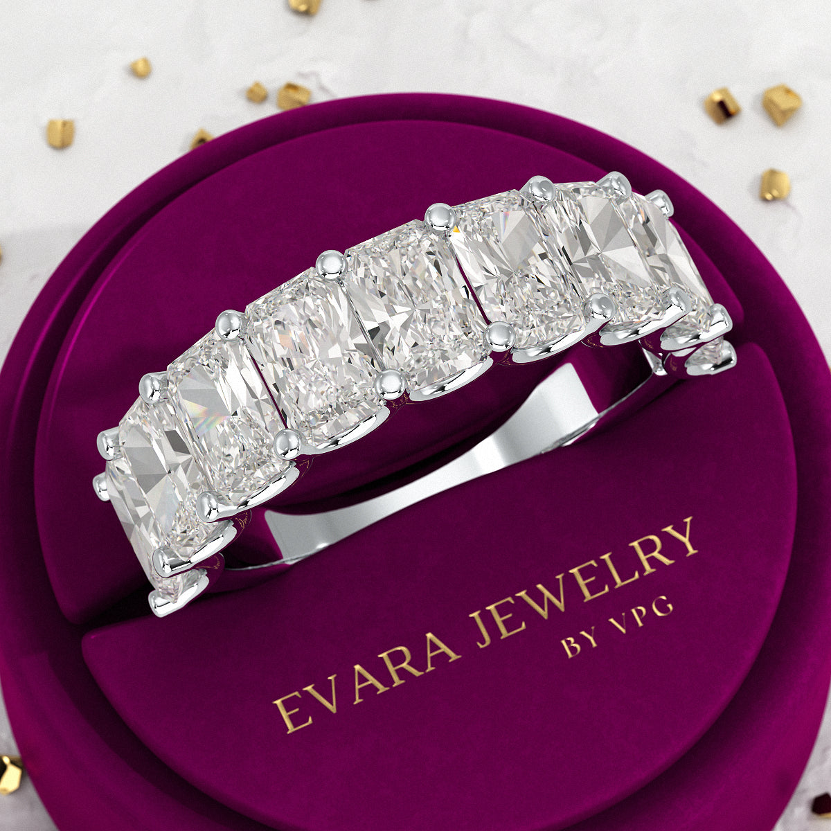 4.50 Carat Radiant Cut Diamond Statement Band - Evara Jewelry LLC